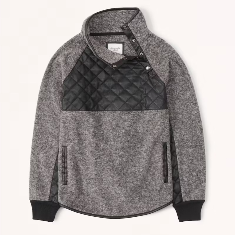 Abercrombie & Fitch Asymmetrical Snap-Up Fleece size xsmall-dark gray